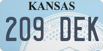 KS license plate 209DEK