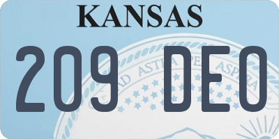 KS license plate 209DEO