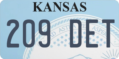 KS license plate 209DET