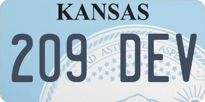 KS license plate 209DEV