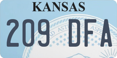 KS license plate 209DFA