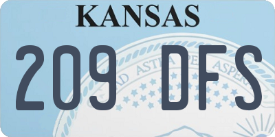 KS license plate 209DFS