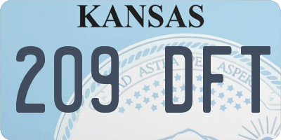 KS license plate 209DFT