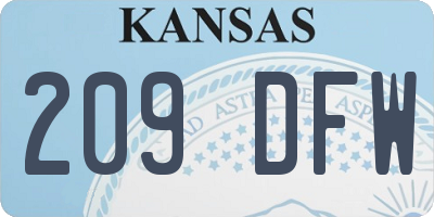 KS license plate 209DFW