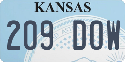 KS license plate 209DOW