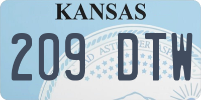 KS license plate 209DTW