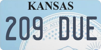 KS license plate 209DUE