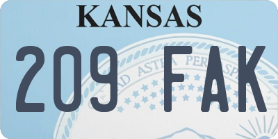 KS license plate 209FAK