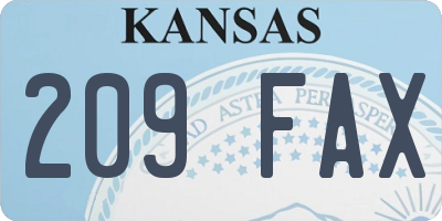 KS license plate 209FAX