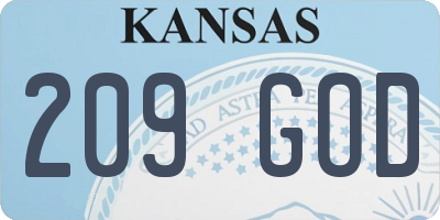 KS license plate 209GOD