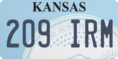 KS license plate 209IRM