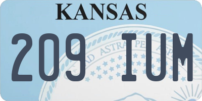 KS license plate 209IUM