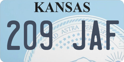 KS license plate 209JAF