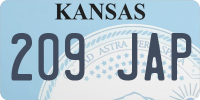 KS license plate 209JAP