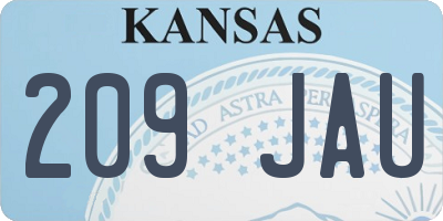KS license plate 209JAU