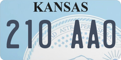 KS license plate 210AAO