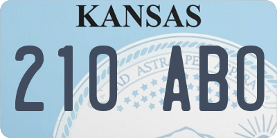 KS license plate 210ABO