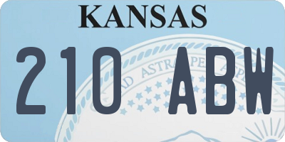 KS license plate 210ABW