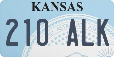 KS license plate 210ALK
