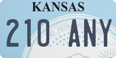 KS license plate 210ANY
