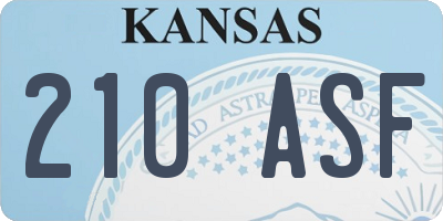 KS license plate 210ASF