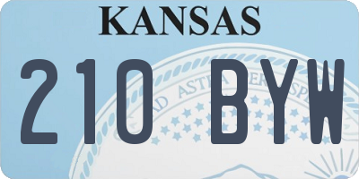 KS license plate 210BYW
