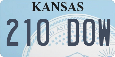 KS license plate 210DOW