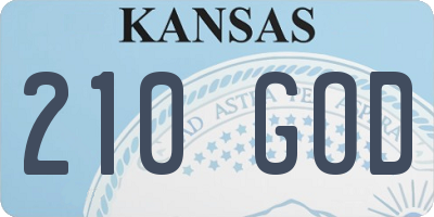 KS license plate 210GOD