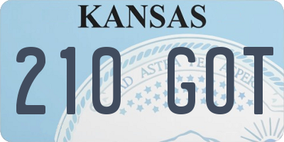 KS license plate 210GOT