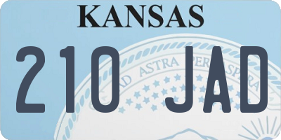 KS license plate 210JAD