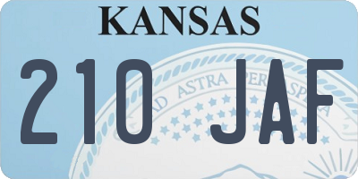 KS license plate 210JAF