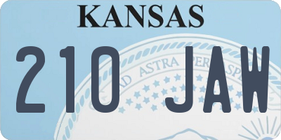 KS license plate 210JAW