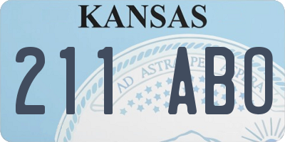 KS license plate 211ABO