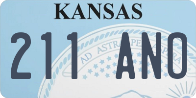 KS license plate 211ANO