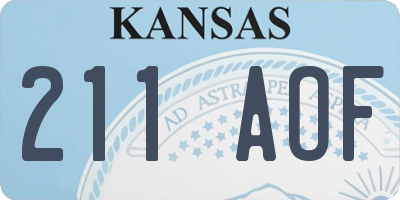 KS license plate 211AOF