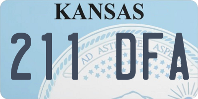 KS license plate 211DFA