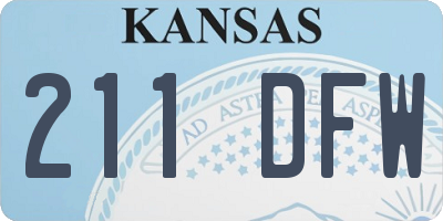 KS license plate 211DFW