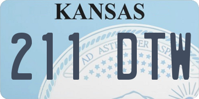 KS license plate 211DTW