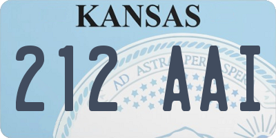 KS license plate 212AAI