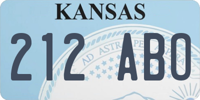 KS license plate 212ABO
