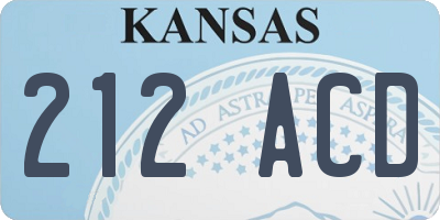 KS license plate 212ACD