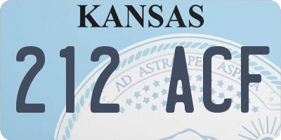KS license plate 212ACF