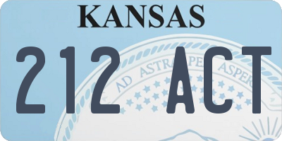 KS license plate 212ACT