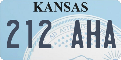 KS license plate 212AHA