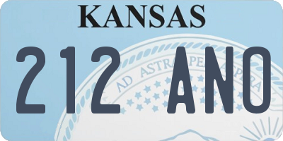 KS license plate 212ANO