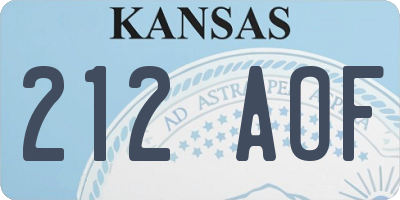 KS license plate 212AOF