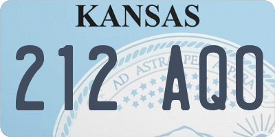 KS license plate 212AQO