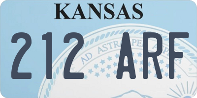 KS license plate 212ARF
