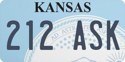 KS license plate 212ASK