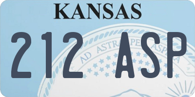 KS license plate 212ASP